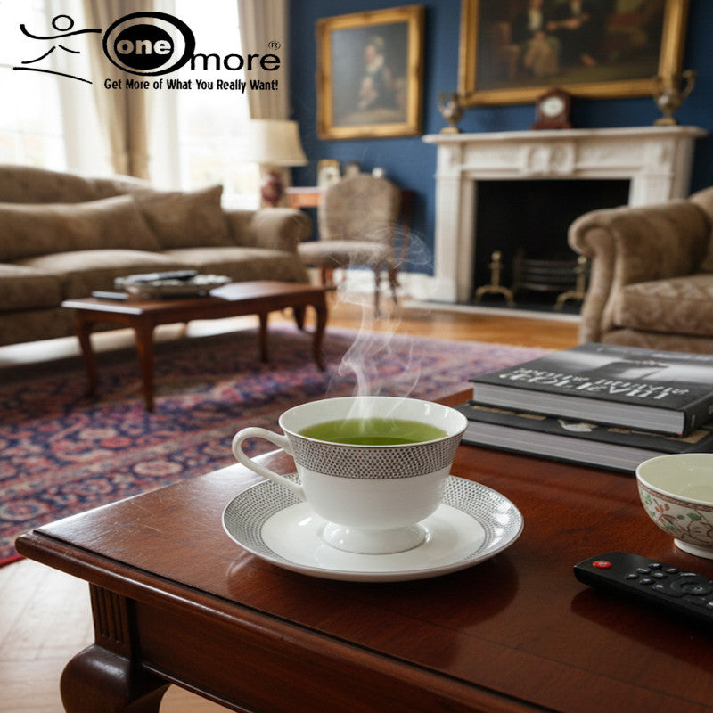 12-Piece Elegant Lace-Accented Tea Cup & Saucer Collection