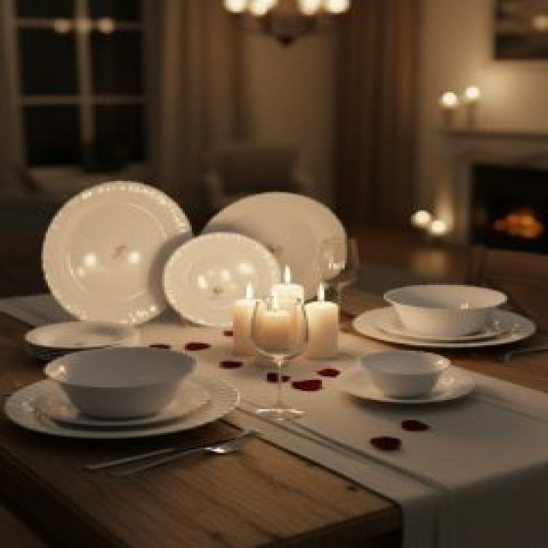 26-Piece Premium White Opalware Dinnerware Set – Elegant Collection