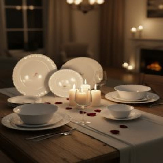 26-Piece Premium White Opalware Dinnerware Set – Elegant Collection