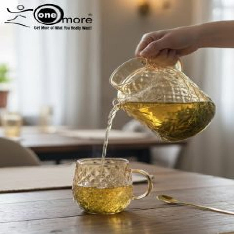 7-Piece Elegant Amber Textured Glass Tea & Water Set