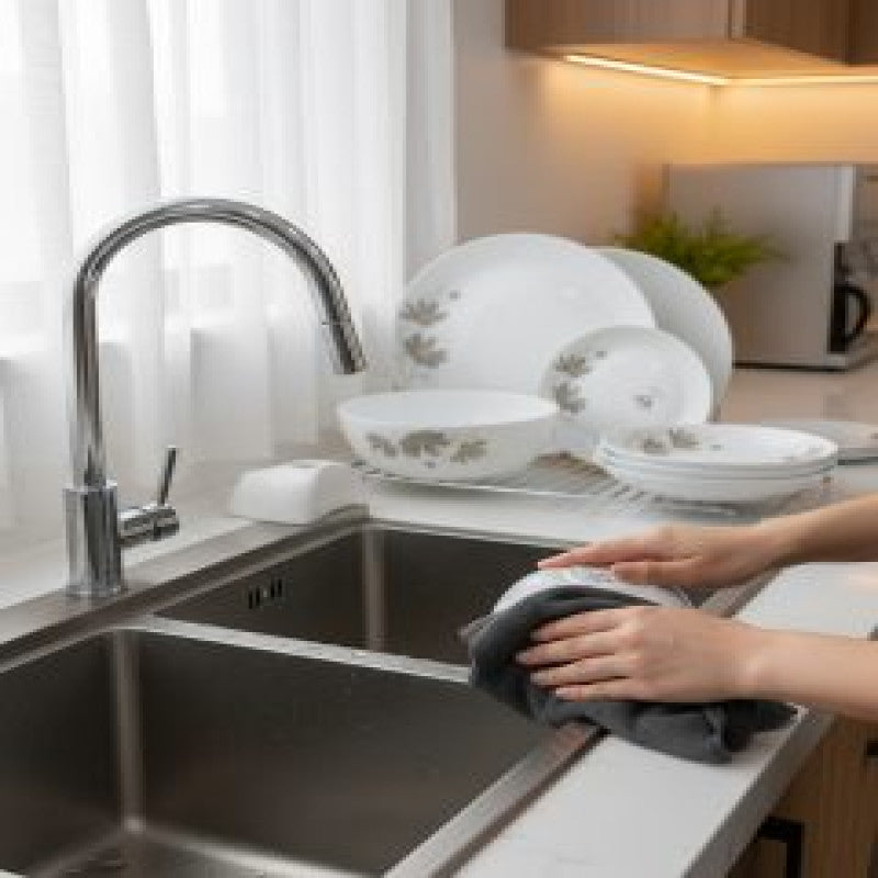 26-Piece Grey Blossom Dinnerware Set – Elegant Floral Design