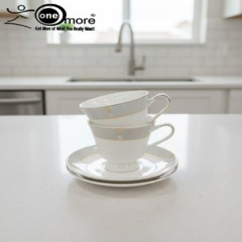 Refined Porcelain Tea Cup & Saucer Set