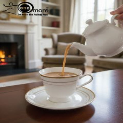 12-Piece Refined Porcelain Tea Cup & Saucer Set