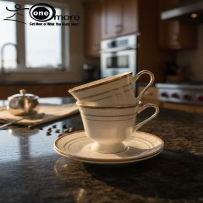 12-Piece Refined Porcelain Tea Cup & Saucer Set