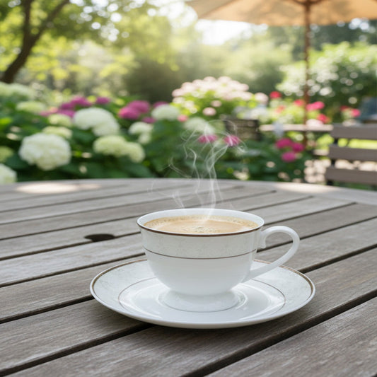 Refined White Porcelain Tea Cups with Gold Trim