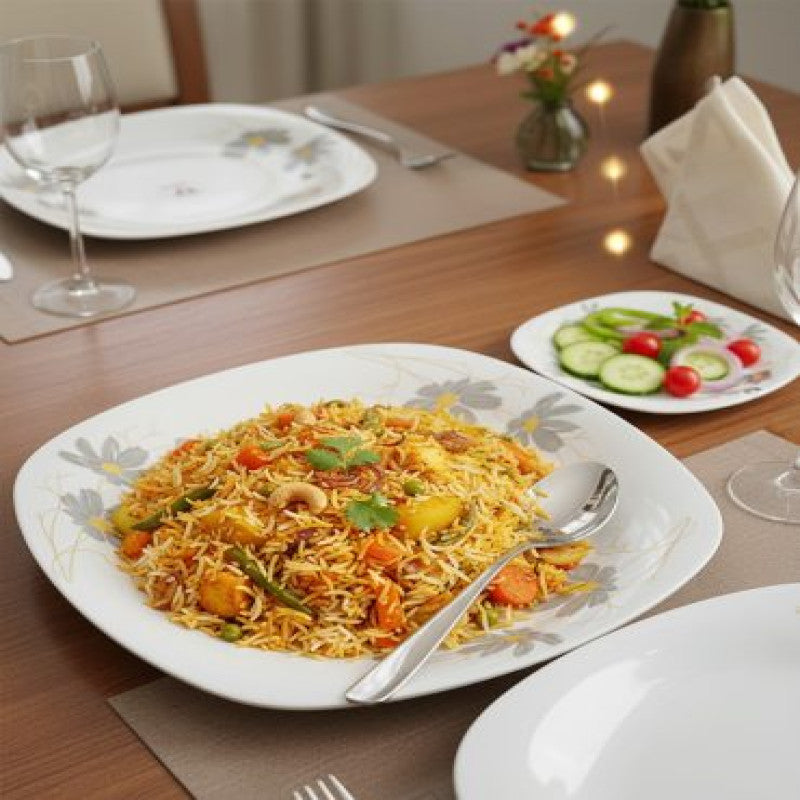 Elegant Opal Dinner Set with Floral Accents