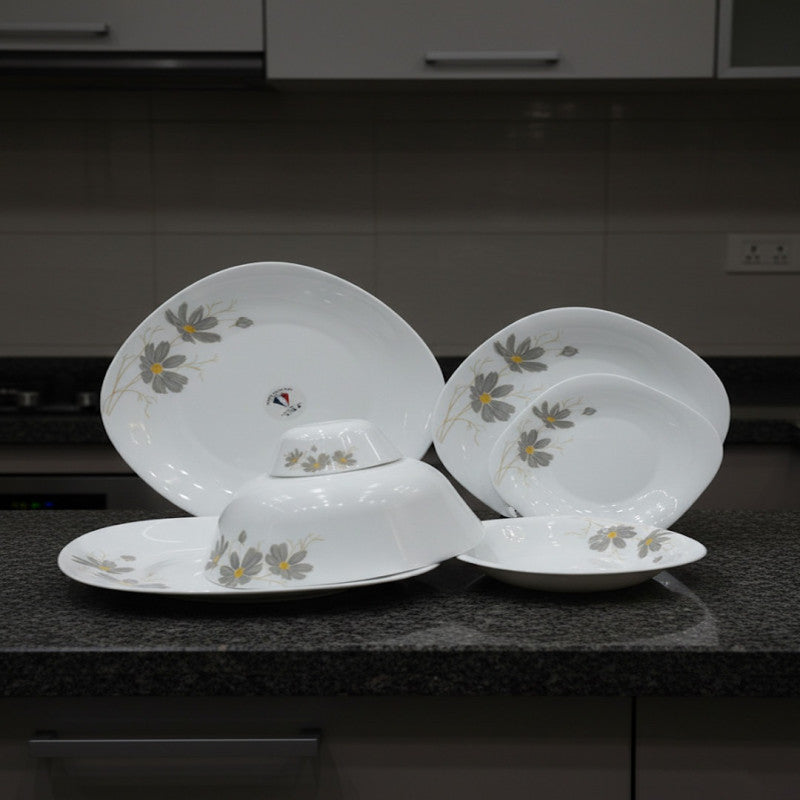 Elegant Opal Dinner Set with Floral Accents