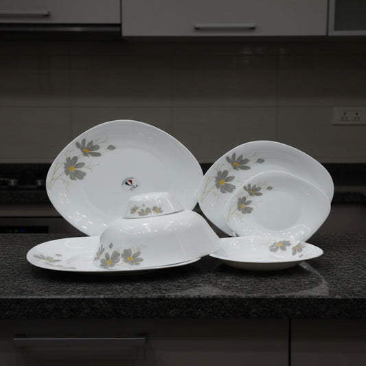 Elegant Opal Dinner Set with Floral Accents