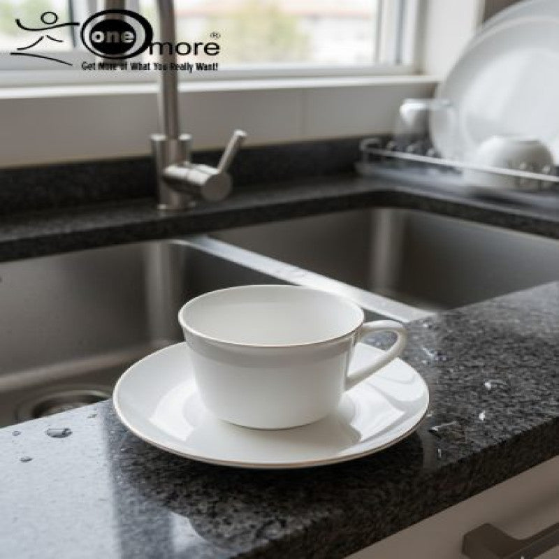 Sophisticated 12?Piece Tea Cup & Saucer Set with Gold Detail