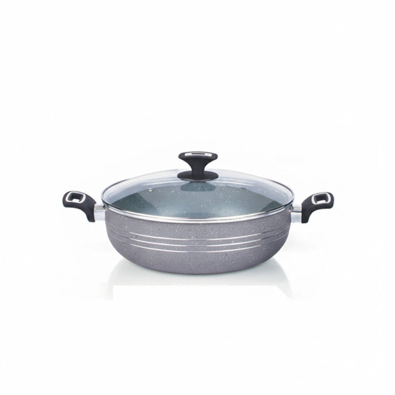 Kitchen King 30cm Marbelo Marble-Coated Wok / Karahi with Glass Lid