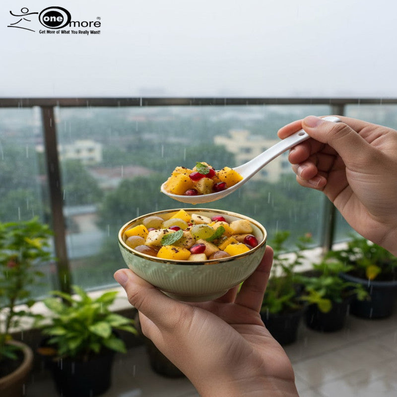 15-Piece Ceramic Soup Set with Gold Detailing – 6 Vibrant Colors with Serving Bowls & Spoons