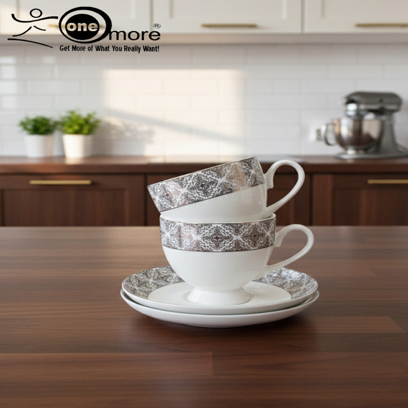 Refined Porcelain Tea Cup & Saucer Set