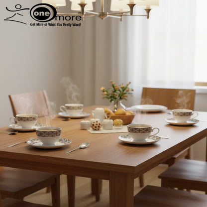 Refined Porcelain Tea Cup & Saucer Set