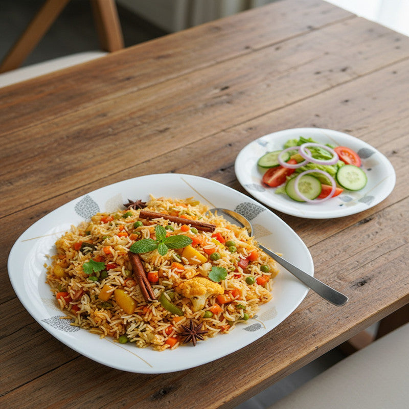 Contemporary Leaf-Pattern Opalware Dinnerware Set