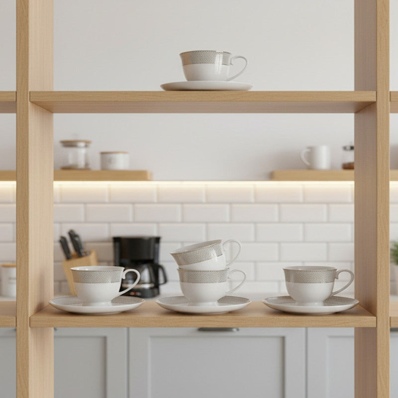 Contemporary Silver-Accent Tea Cup Collection