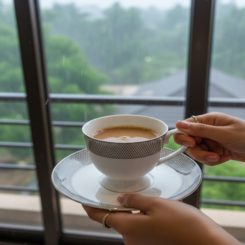 Contemporary Silver-Accent Tea Cup Collection