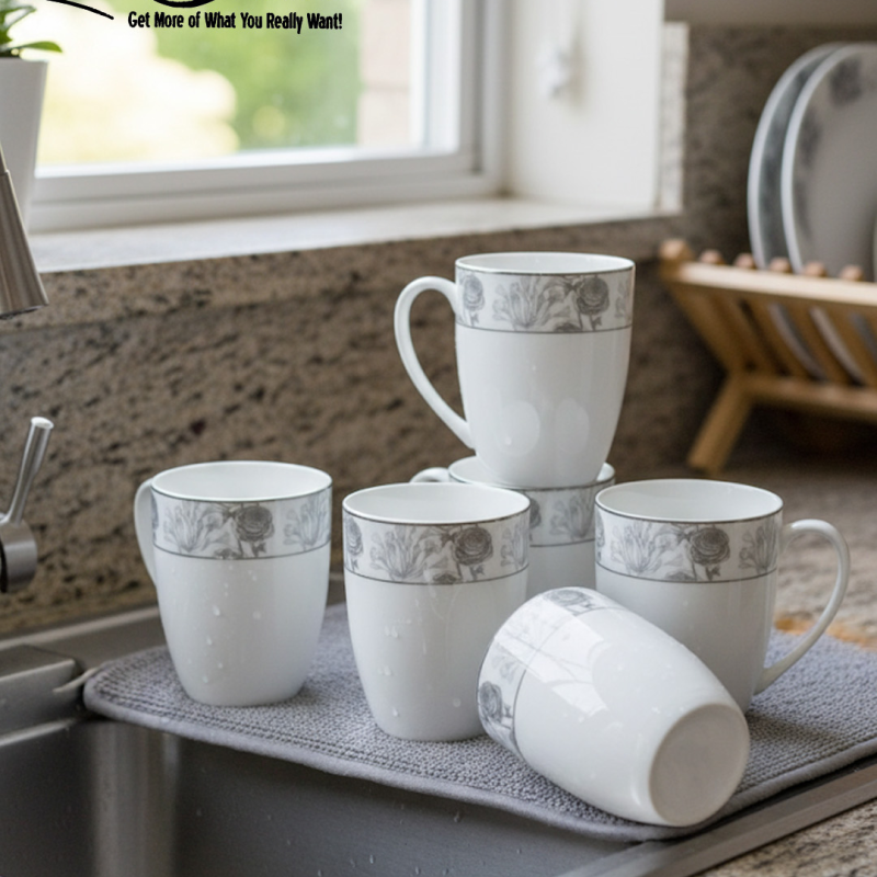 Elegant Six-Piece Super Bone China Mug Set