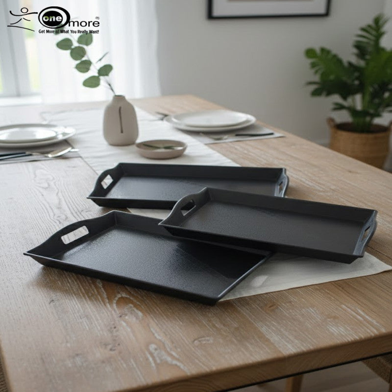 3-Piece Premium Fiber Serving Tray Set – Non-Slip, Durable, Available in 3 Colors
