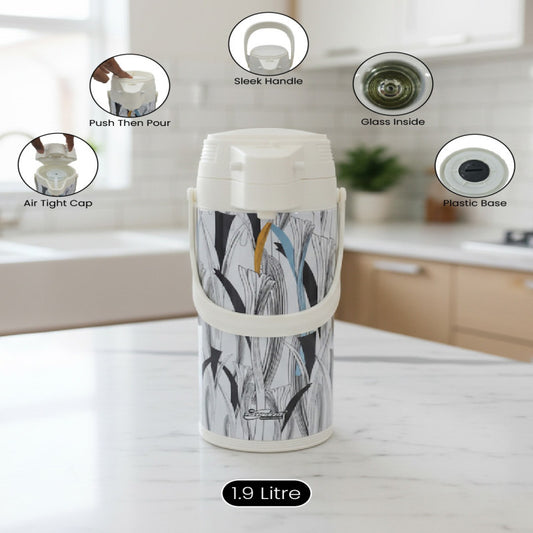 1.9-Litre Insulated Flask with Contemporary Leaf Pattern
