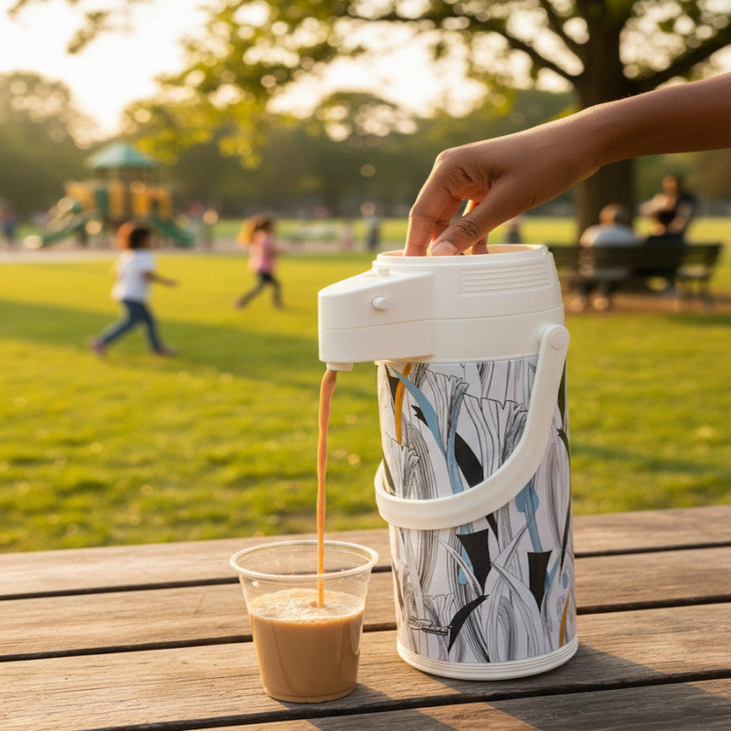 1.9-Litre Insulated Flask with Contemporary Leaf Pattern