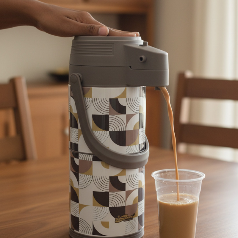1.9-Litre Insulated Flask with Steel Interior & Geometric Pattern