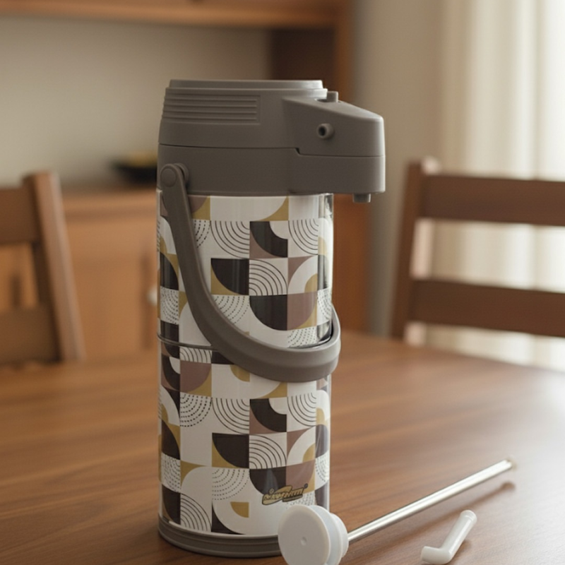 1.9-Litre Insulated Flask with Steel Interior & Geometric Pattern