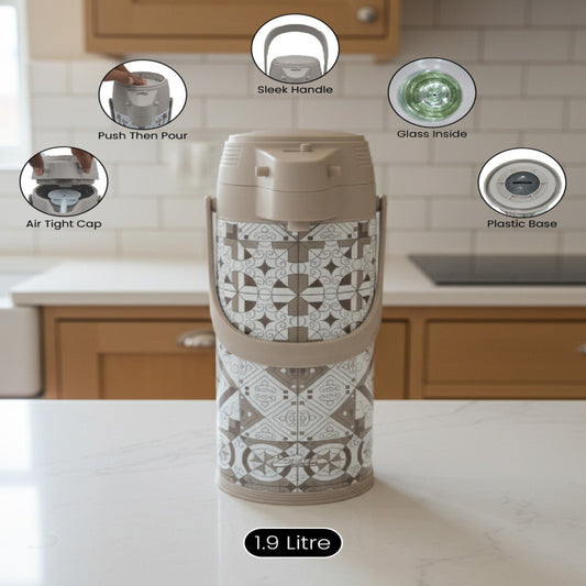 1.9-Litre Stylish Insulated Flask with Glass Inner Lining