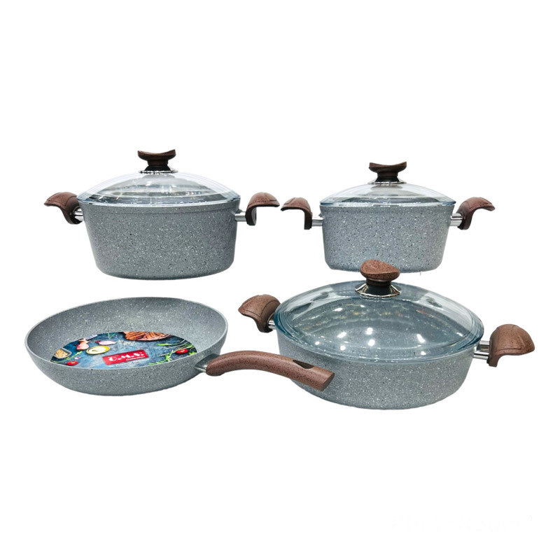 Falez Ultima Granitic 7-Piece Turkey Wooden Series Cookware Set