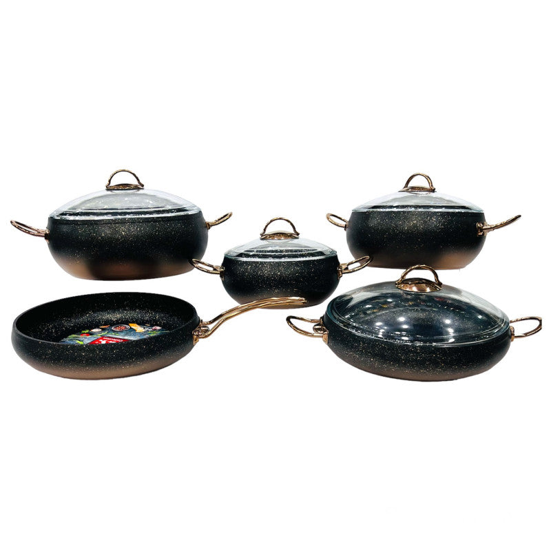O.M.S. Granitic 9-Piece Cookware Set – Made in Turkey