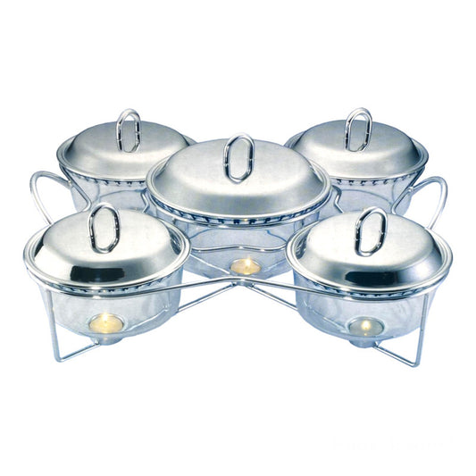 5-Piece Food Warmer Set with Glass Dish