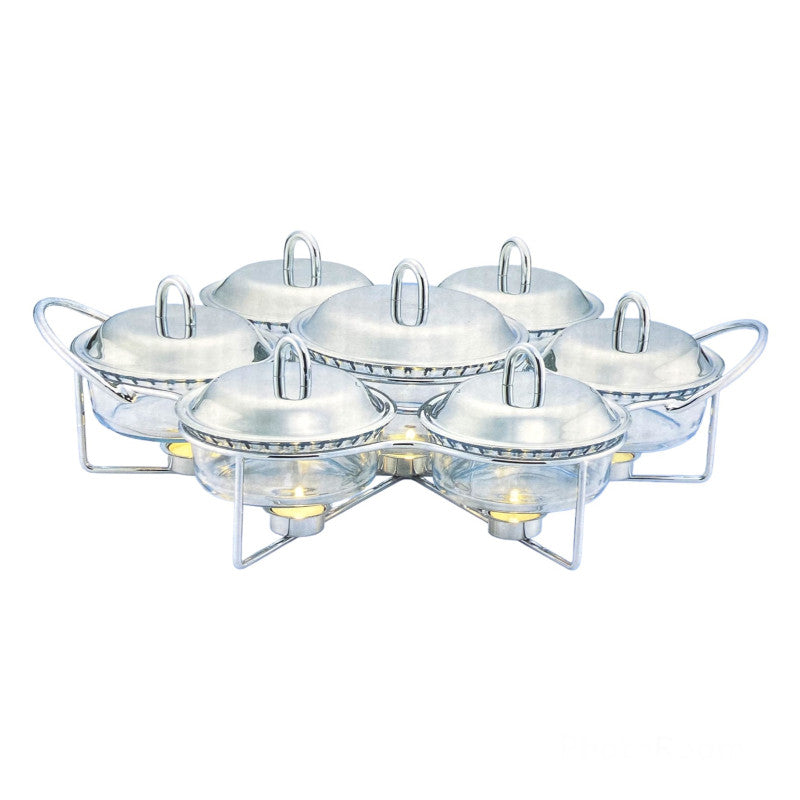 7-Piece Food Warmer Set with Glass Dish