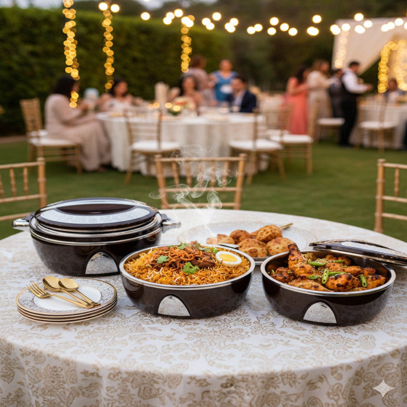 Forever Gold Round Hot Pot Food Warmer – Elegant Fancy Server