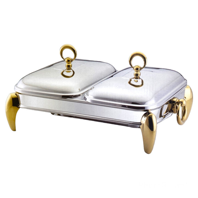 Paramound 2 × 1.5-Litre Rectangular Food Warmer Set with Glass Dishes