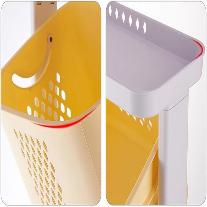 “Colorful Rolling Toy Trolley with Tilt Storage Bins”