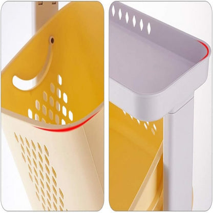 “Colorful Rolling Toy Trolley with Tilt Storage Bins”