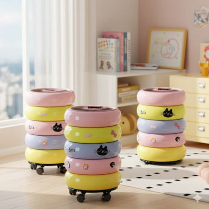 “Decorative Trolley Dustbin with Removable Liner and Fun Stickers”