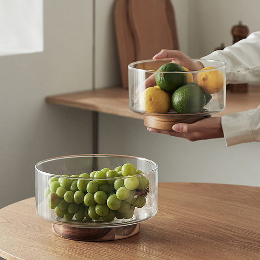 Modern Glass Bowl With Wooden Base