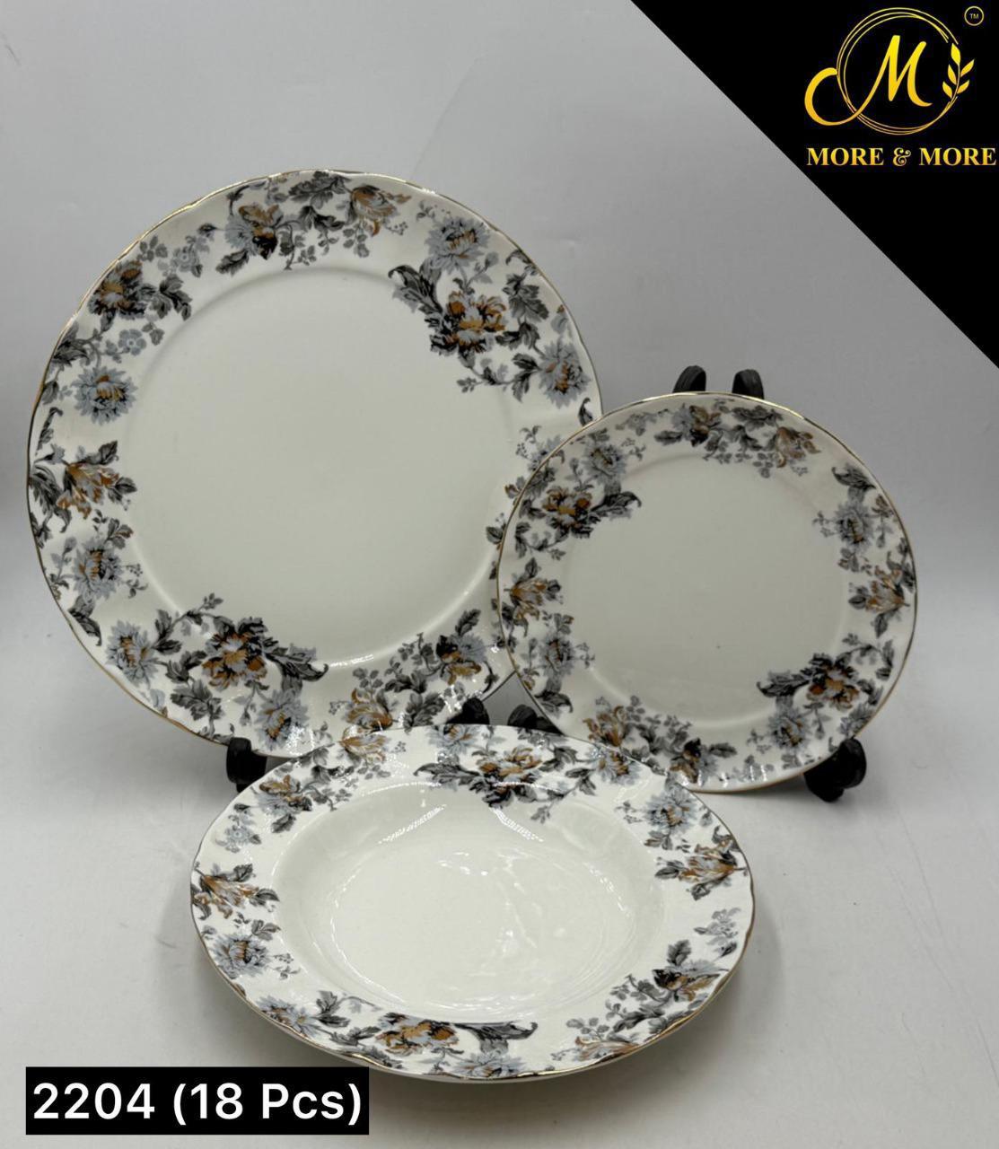 Royal Albert-Inspired Plate Set (18-Pcs) – Design : 2204-F