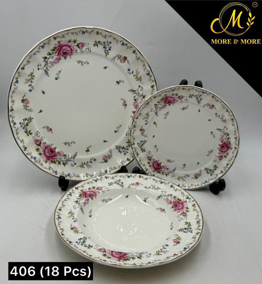 Royal Albert-Inspired Plate Set (18-Pcs) – Design : 406-F