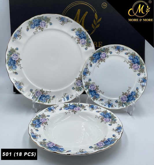 Royal Albert-Inspired Plate Set (18-Pcs) – Design : 501