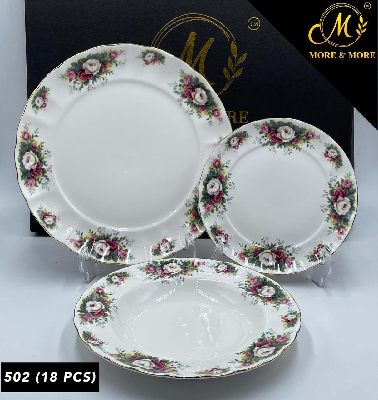 Royal Albert-Inspired Plate Set (18-Pcs) – Design : 502