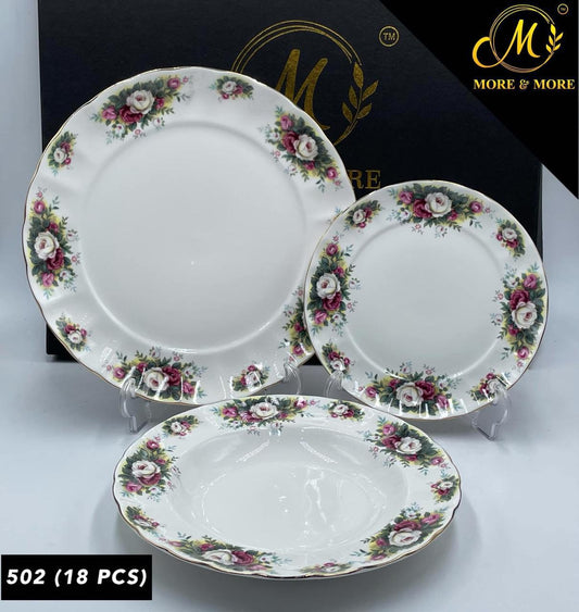 Royal Albert-Inspired Plate Set (18-Pcs) – Design : 502