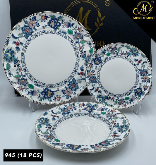 Royal Albert-Inspired Plate Set (18-Pcs) – Design : 954-F