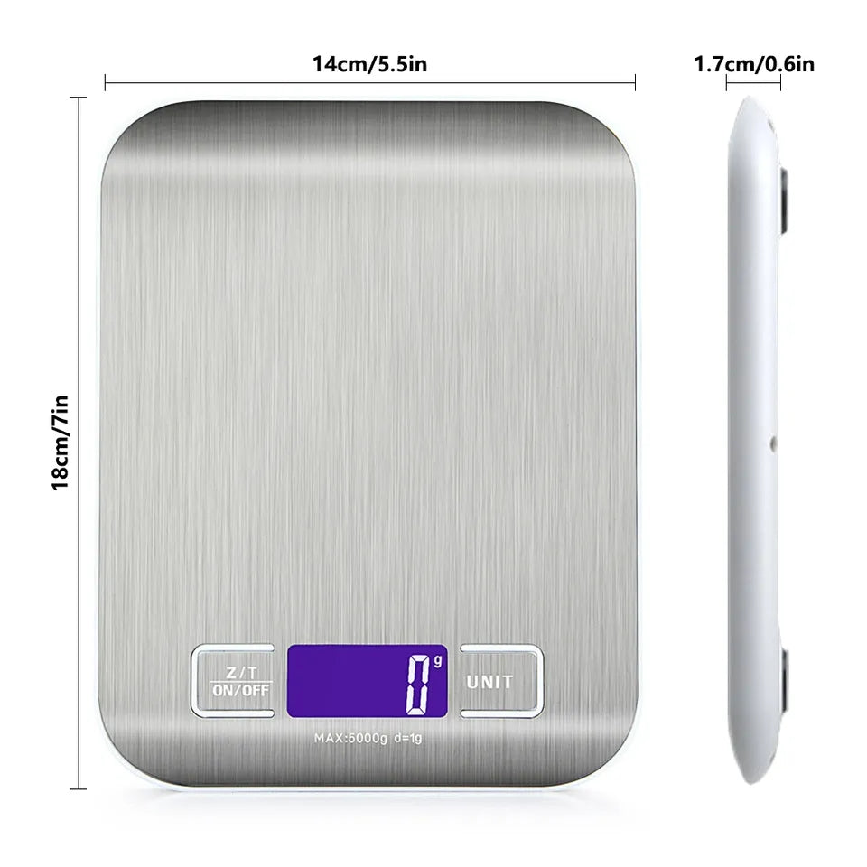 Stainless Steel Digital Kitchen Scale 10kg Silver