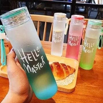 Hello Master Water Bottle, 480ml Transparent Gradient Colorful Bottle