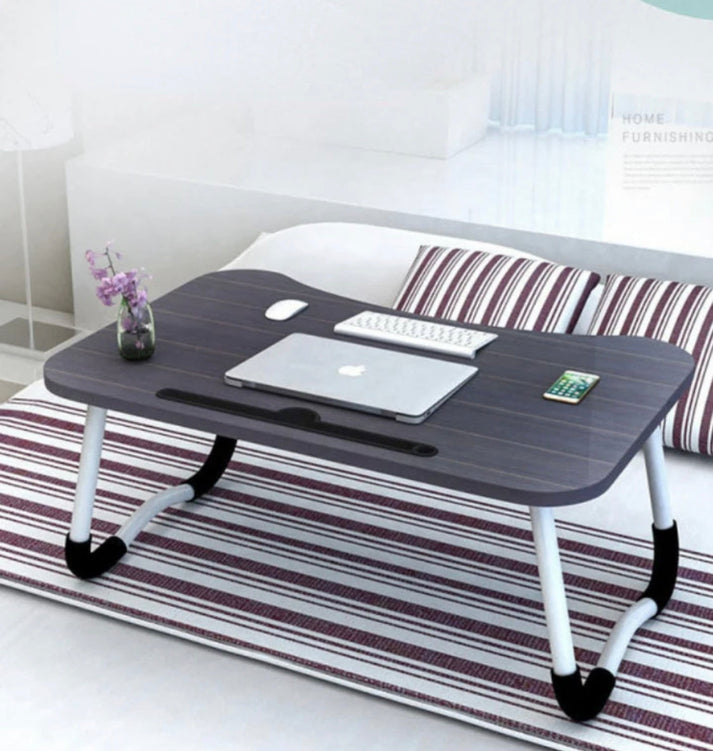 Foldable Laptop Table with Tablet Slot & Cup Holder