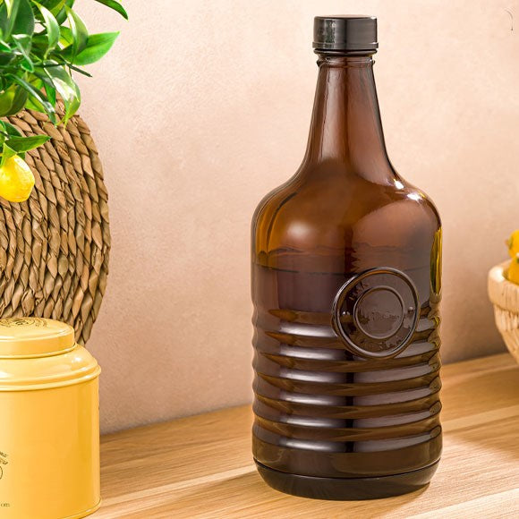 Rustic Handmade Amber Glass Bottle by Limon