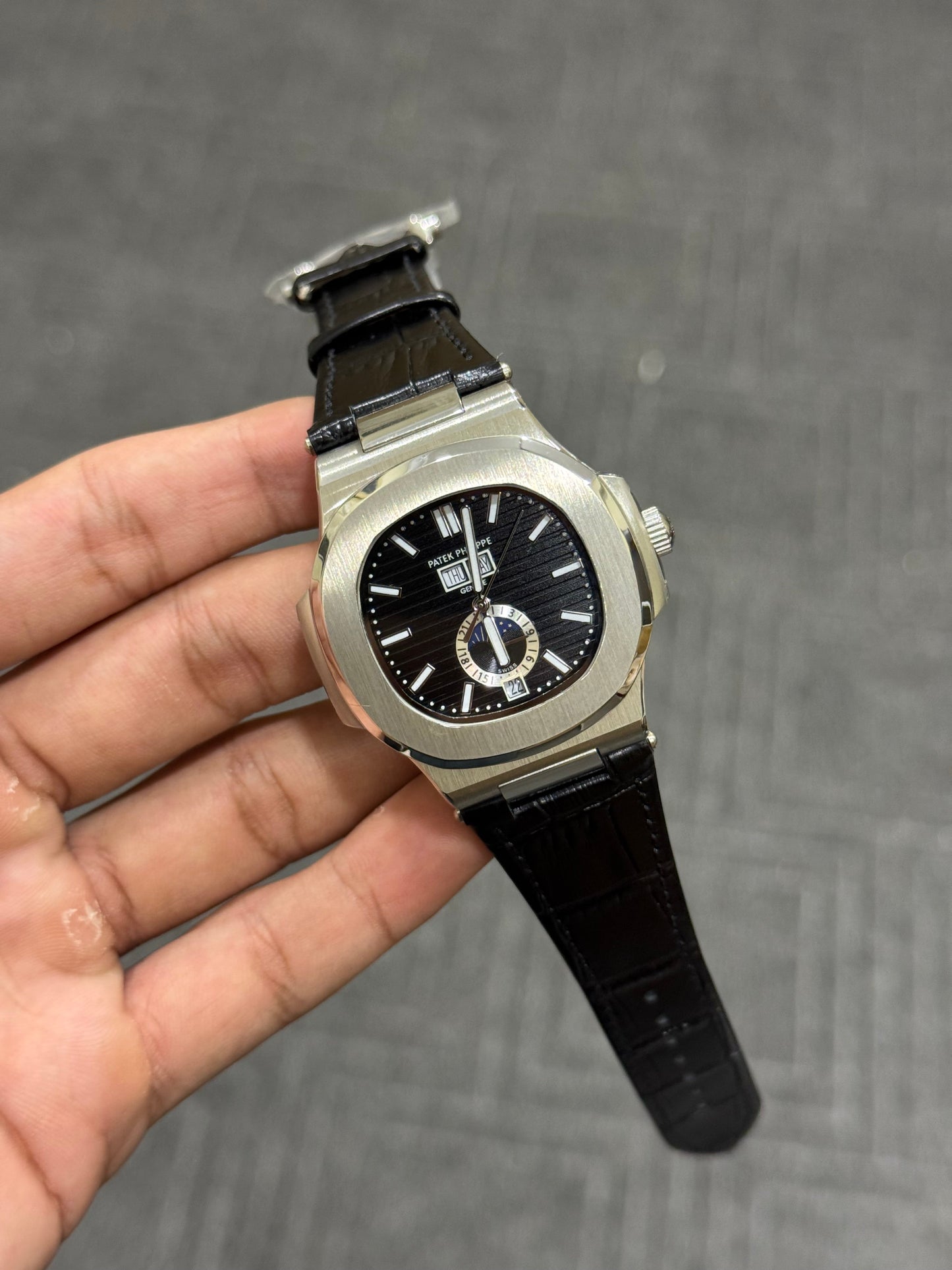 Pp Auto Silver | All Black | DD Leather Strap