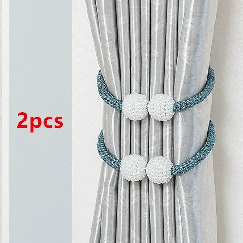 Luxury Pearl Magnetic Curtain Tiebacks (PAIR) – Elegant Home Drapery Holders | Adornia.pk