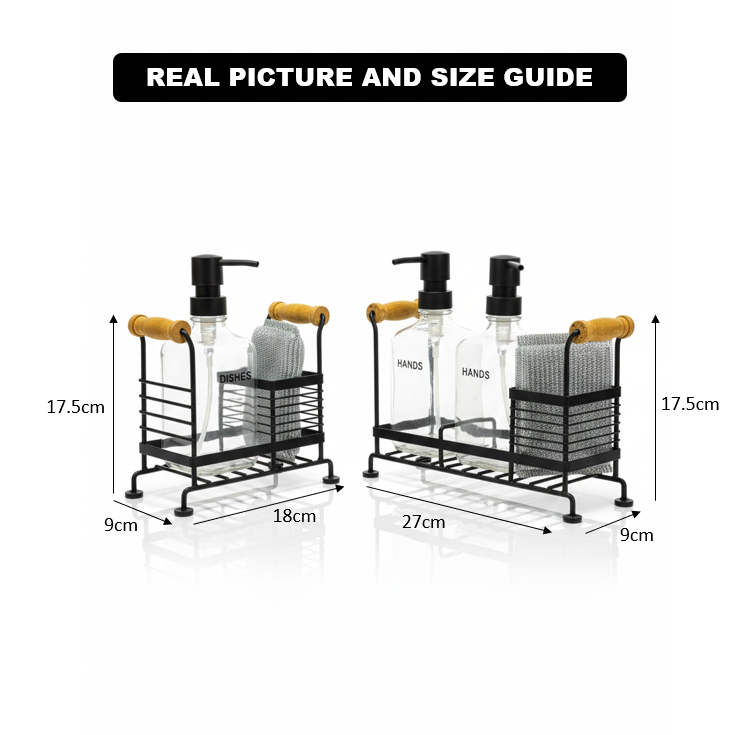 Glass Liquid Dispensers Set with Stand and Sponge by Limon